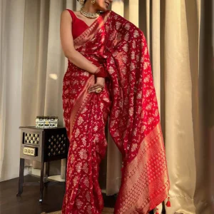 Red Banarasi Silk Saree